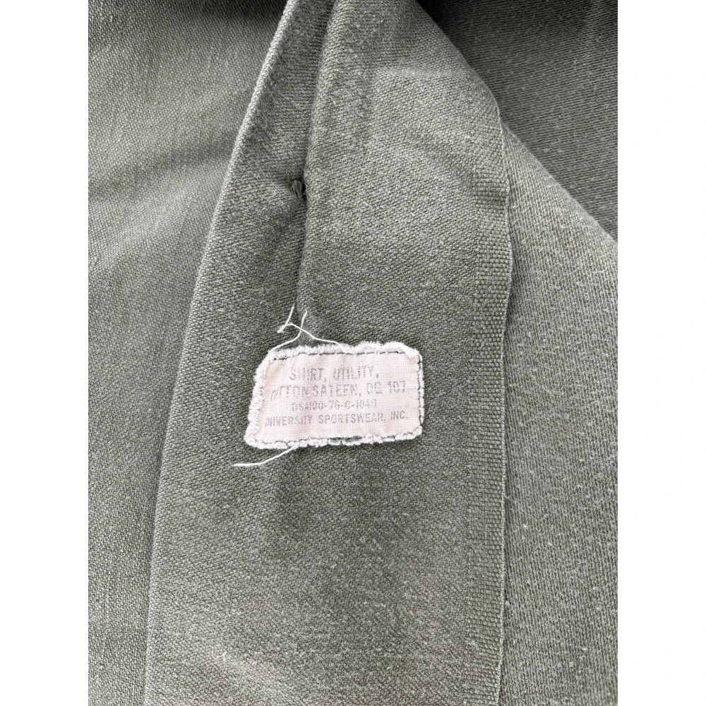 Vintage Vietnam War OG-107 Cotton Sateen Utility Fatigue Shirt Coat Olive Drab